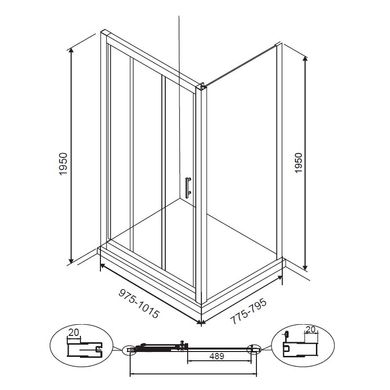 Душевая Дверь в нишу 100 см раздвижные EGER LEXO 599-810/1 в душевую