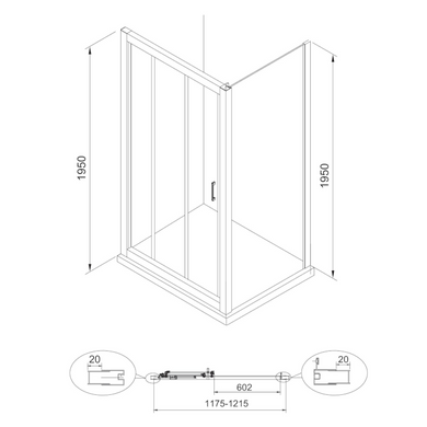 Душові Двері в нішу 120 см розсувні EGER LEXO 599-812/1 в душову
