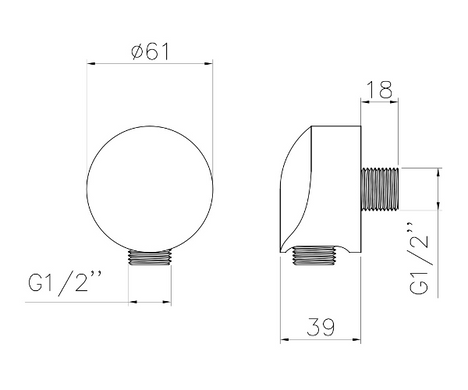 Подсоединение для душевого шланга 1/2 ", IMPRESE HC01