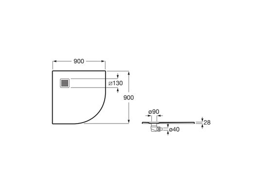 Чорний Кам'яний Піддон для душа 90*90 ультратонкий Roca Terran AP10538438401400