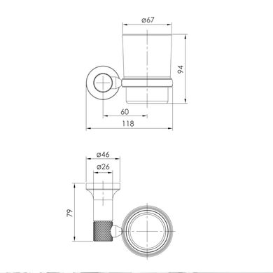 Imprese BRENTA хром. Стакан для зубных щеток, на стену: латунь-стекло. ZMK071901230