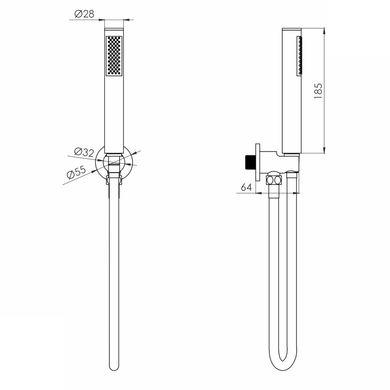 Гарнитур для душа никель: лейка стик шланг держатель Volle CASCADA B50 1586.170202