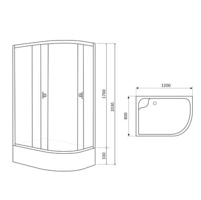 Душевая кабина 120*80 раздвижная с глубоким поддоном RJ LUX 120RZ100LiniaL