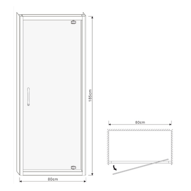 Душевая Дверь в нишу 80 см распашная EGER 599-150-80(h) в душевую