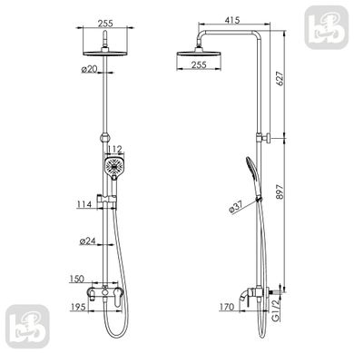 Bila Desne Душова система Колонна з змішувачем для ванни Imprese T-10305SQ