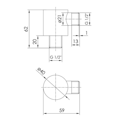 Imprese BRENTA никель-мат. Шланговое подсоединение: 1/2x1/2; латунь. ZMK081906700