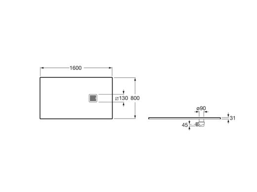 Чорний Кам'яний Піддон для душа 160*80 ультратонкий Roca Terran AP10164032001400