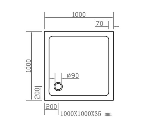 Мелкий Душевой поддон SMC 100*100 квадратный тонкий Eger 599-1010S надежный прочный