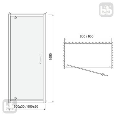 Душевая Дверь в нишу 90 см распашная EGER 599-150-90(h) в душевую