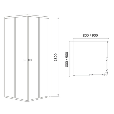 Душевая кабина 80*80 раздвижная без поддона RJ VELUM 80RZ082Linia квадратная