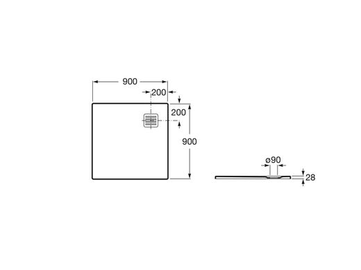Чорний Кам'яний Піддон для душа 90*90 ультратонкий Roca Terran AP10338438401400